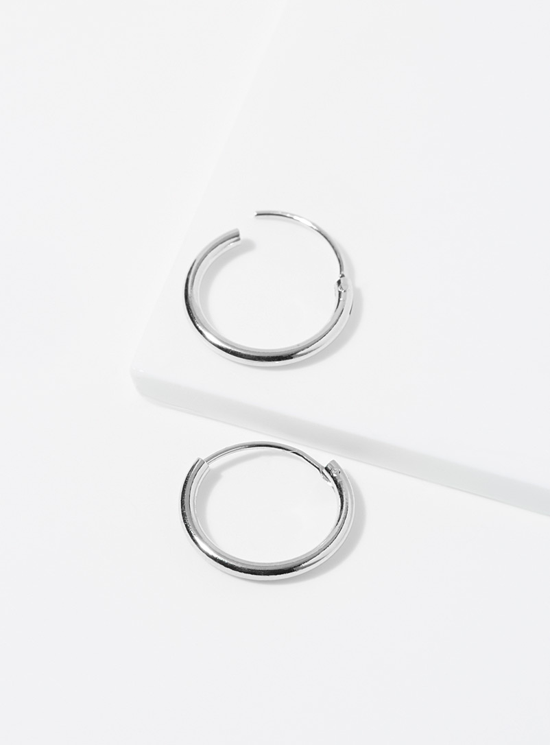Orelia Silver Minimalist small hoops for women