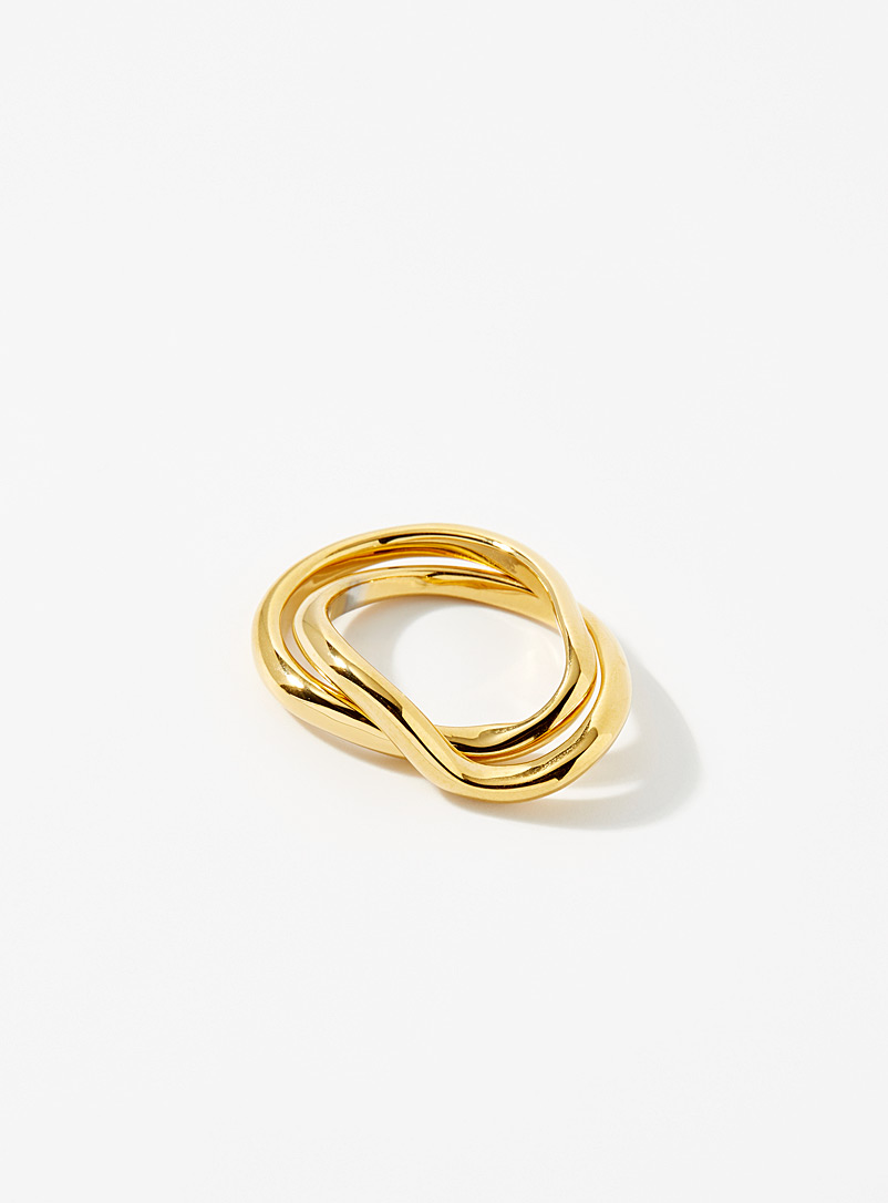 Orelia Assorted Golden crisscross rings Set of 2 for women