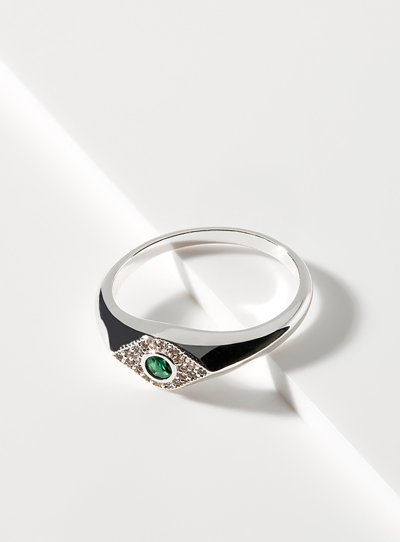 Orelia Silver Green eye ring for women