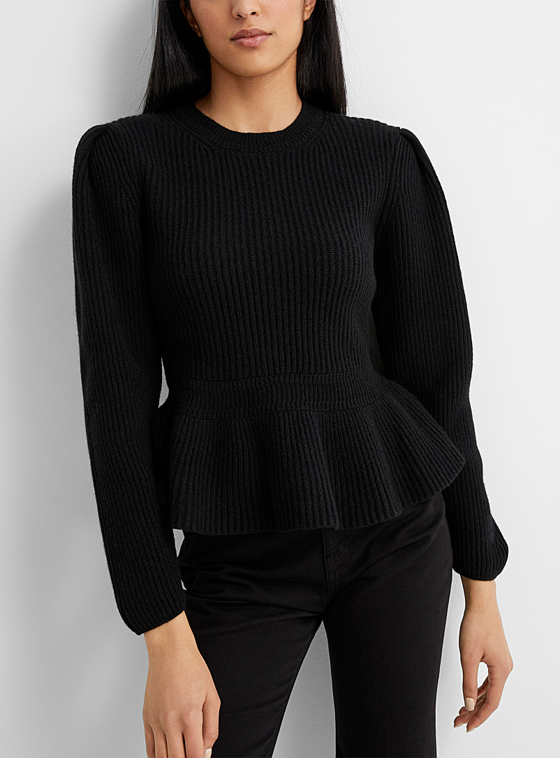 Lemaire Black Ruffled peplum waist sweater for women