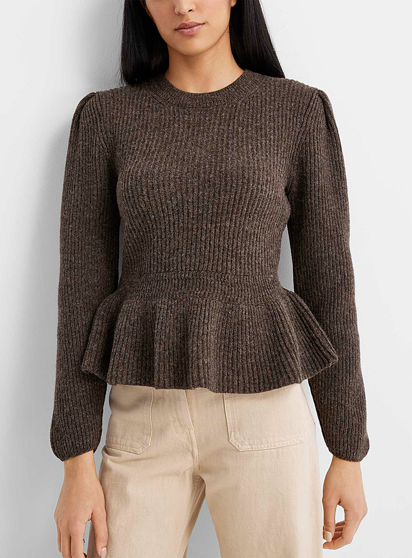 Lemaire Khaki Ruffled peplum waist sweater for women