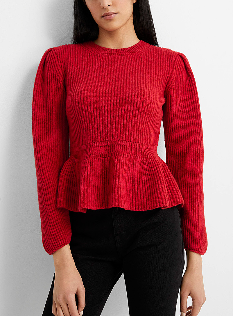 Lemaire Red Ruffled peplum waist sweater for women
