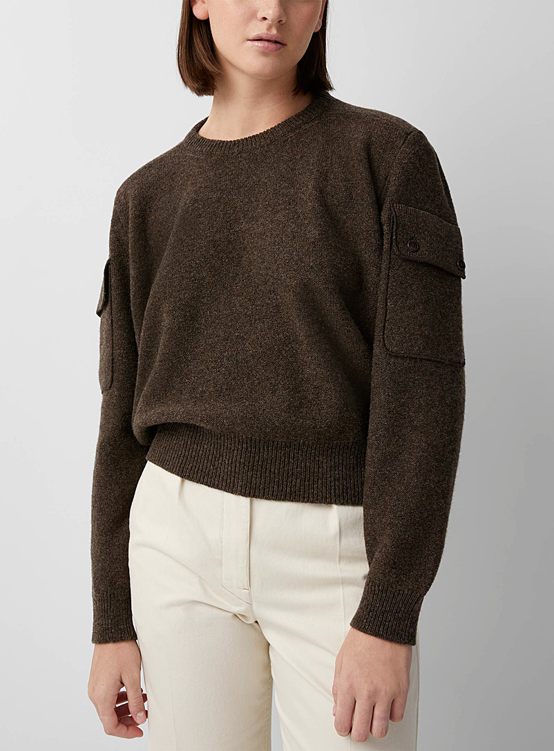 Lemaire Khaki Sleeve pockets wool sweater for women