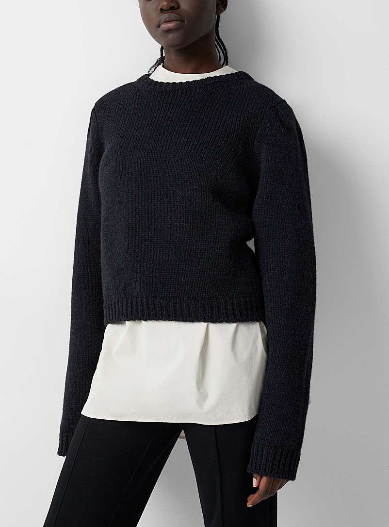 Lemaire Black Alpaca cropped sweater for women