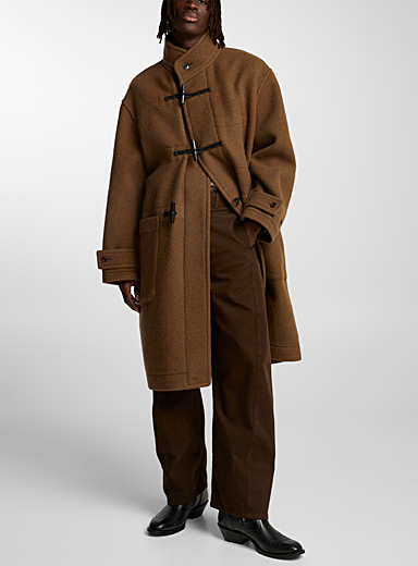 Lemaire Medium Brown Virgin wool duffle coat for men