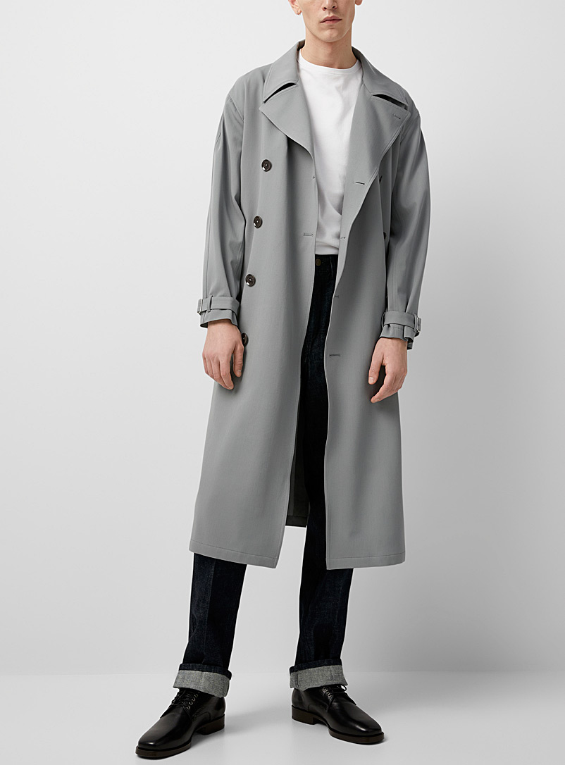 Lemaire Baby Blue Belted double-breasted trench for men