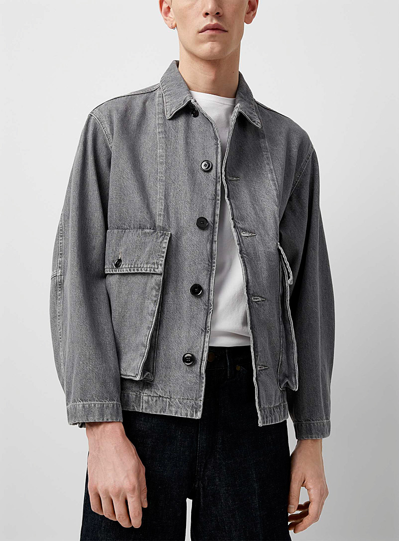 Lemaire Grey Faded grey denim boxy jacket for men