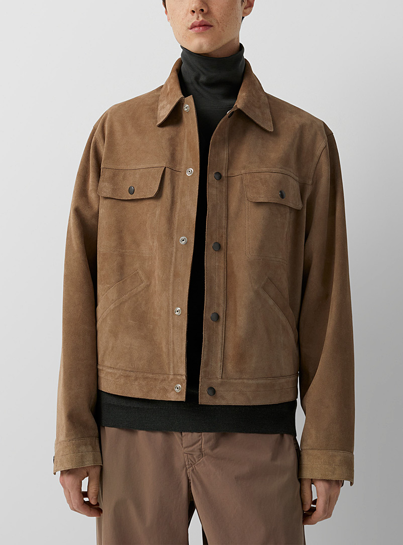 Lemaire Brown Trucker-style suede jacket for men