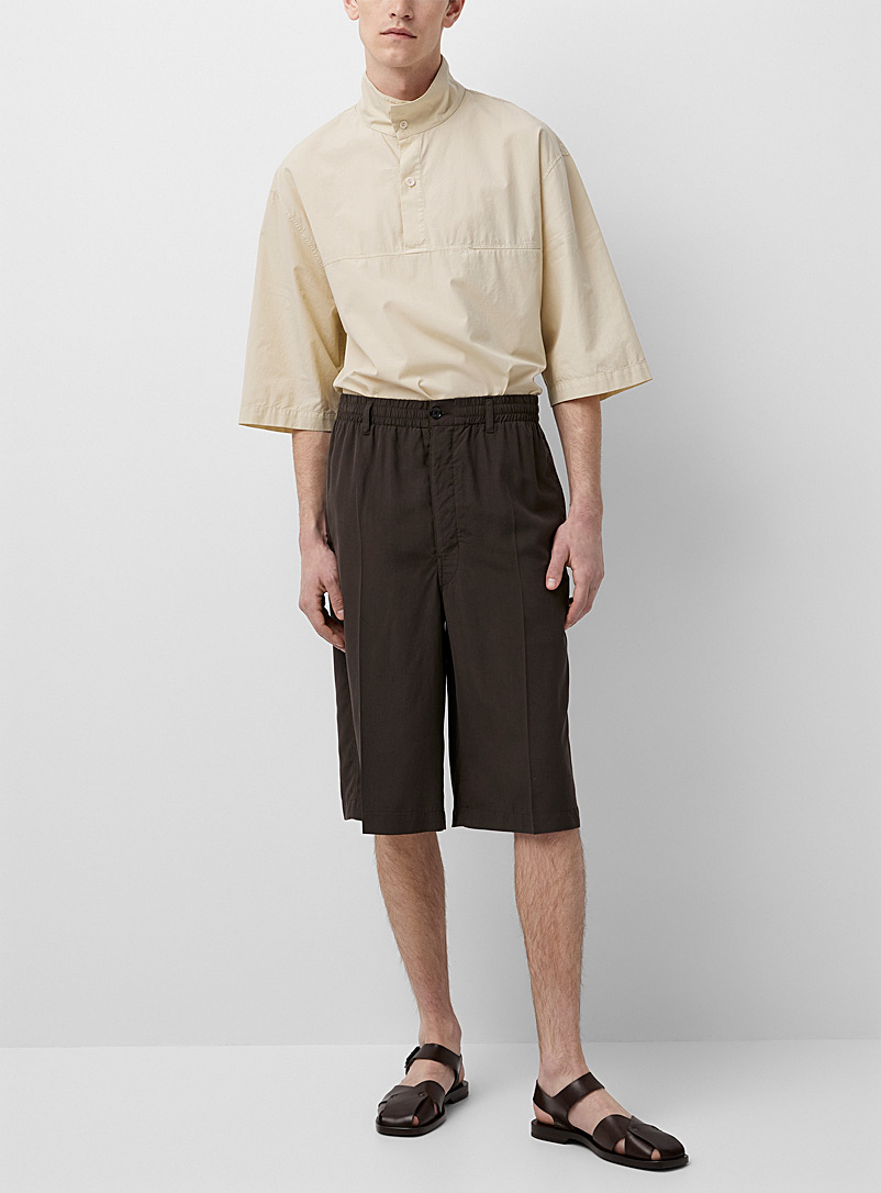 Lemaire Brown Espresso pure silk shorts for men