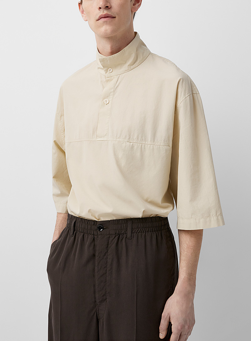 Lemaire Cream Beige Upturned collar shirt for men