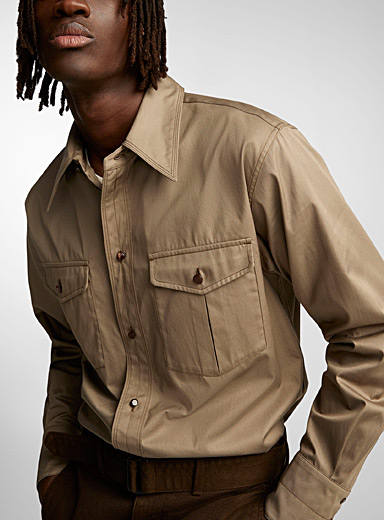 Lemaire Brown Cotton twill western shirt for men