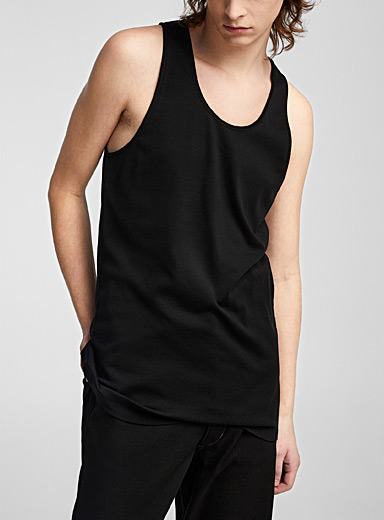 Lemaire Black Finely ribbed plain jersey cami for men