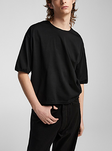 Lemaire Black Mercerized jersey casual T-shirt for men