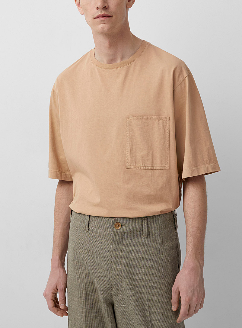Lemaire Cream Beige Plain patch pocket T-shirt for men