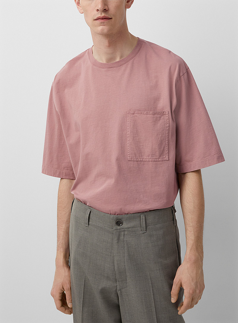 Lemaire: Le t-shirt uni poche plaquée Rose pour homme