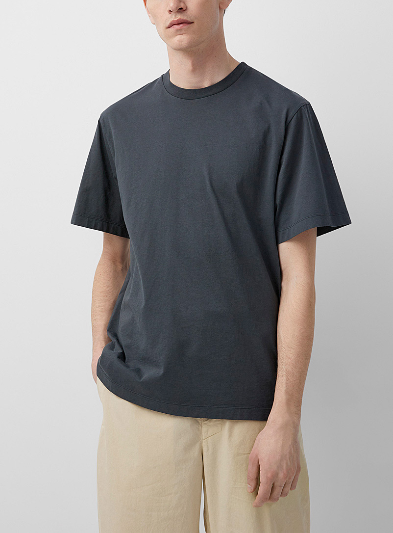 Lemaire Black Minimalist plain T-shirt for men