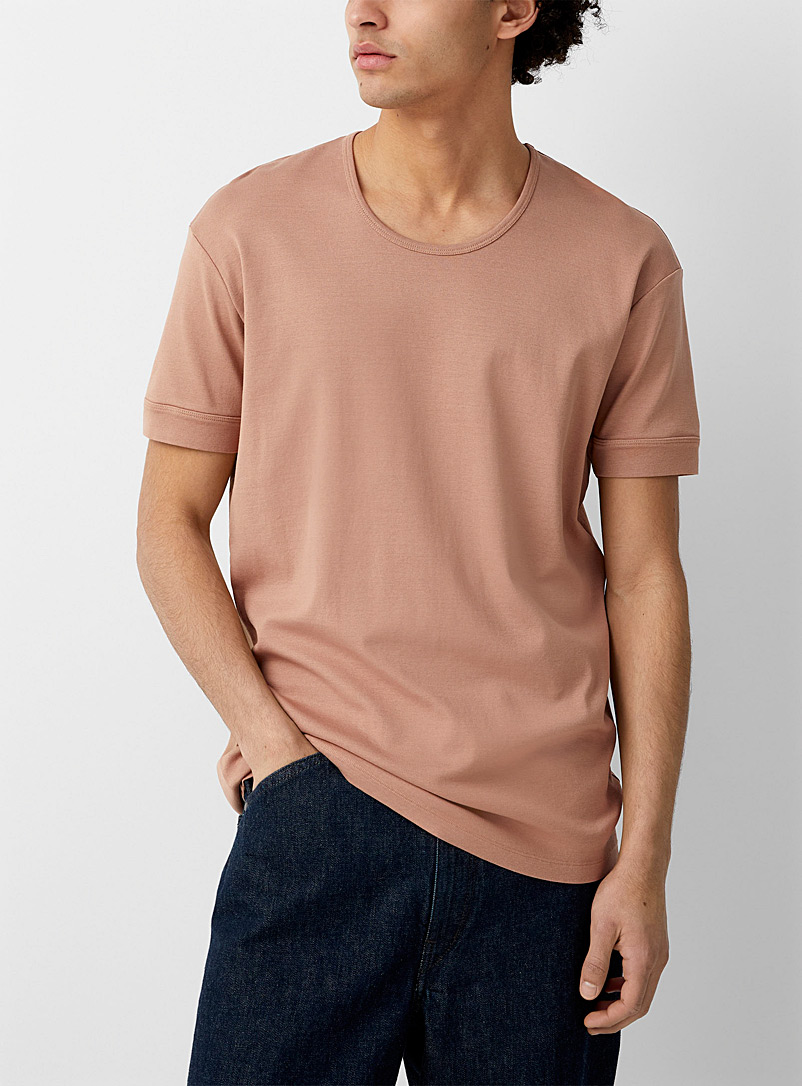 Lemaire Cream Beige Topstitched sleeves minimalist T-shirt for men