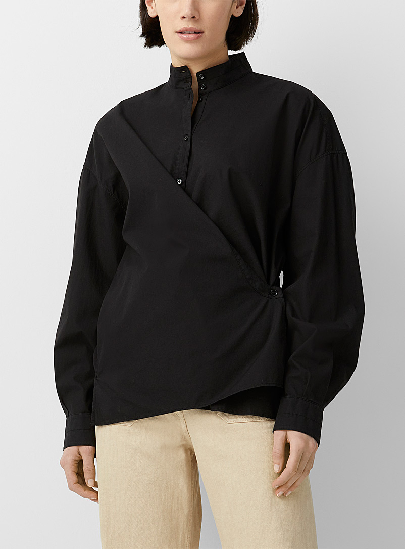 Lemaire Black Officer collar twisted shirt for women