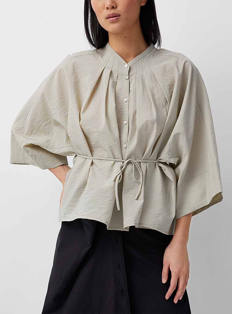 Lemaire Ecru/Linen Pleated shirt for women