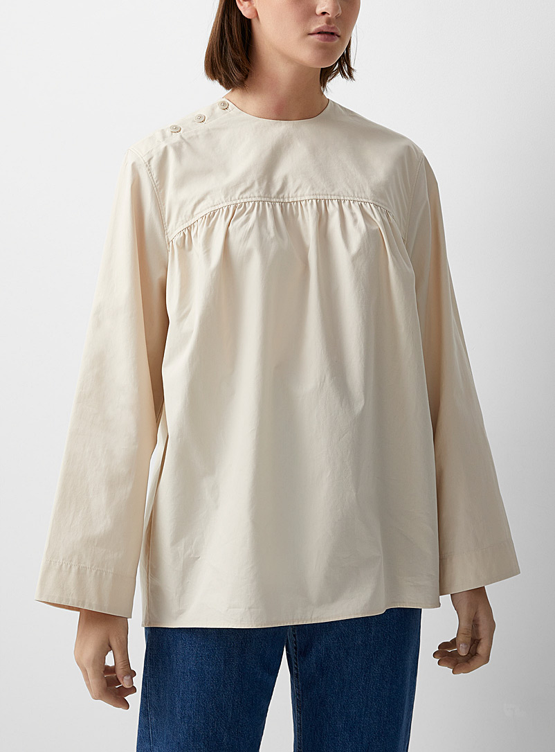 Lemaire Ivory White Pleated shirt for women