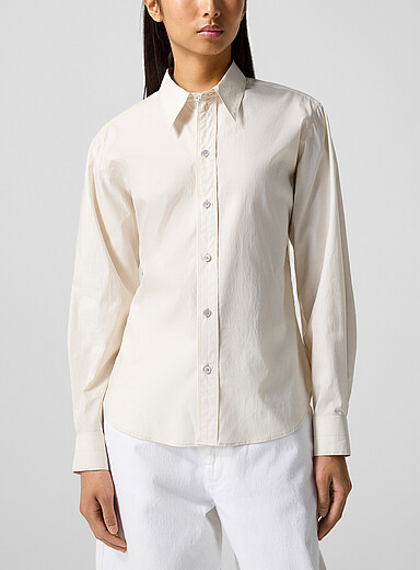 Lemaire Ivory/Cream Beige Washed cotton-silk point-collar shirt for women