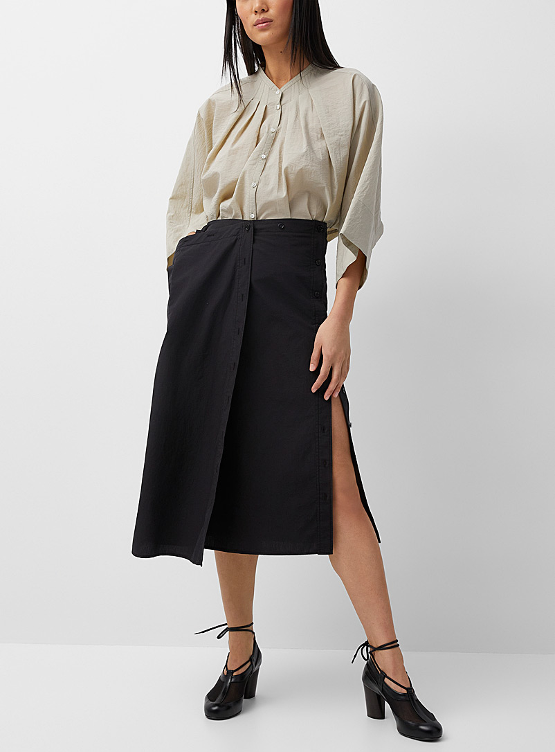 Lemaire Black Wrap midi skirt for women