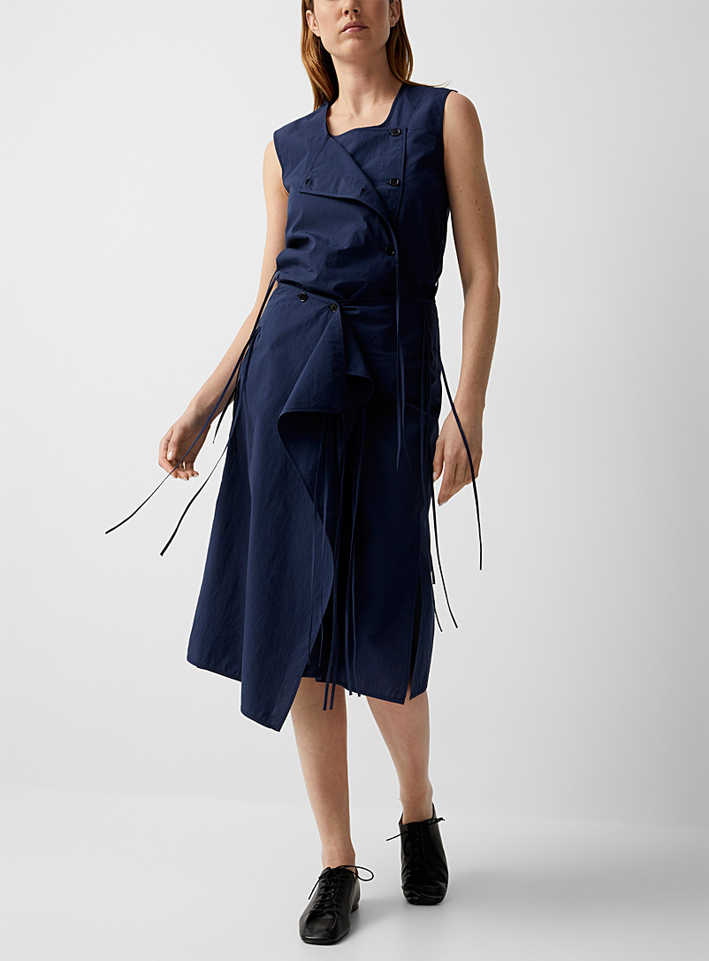 Lemaire Marine Blue Overlaid asymmetrical skirt for women