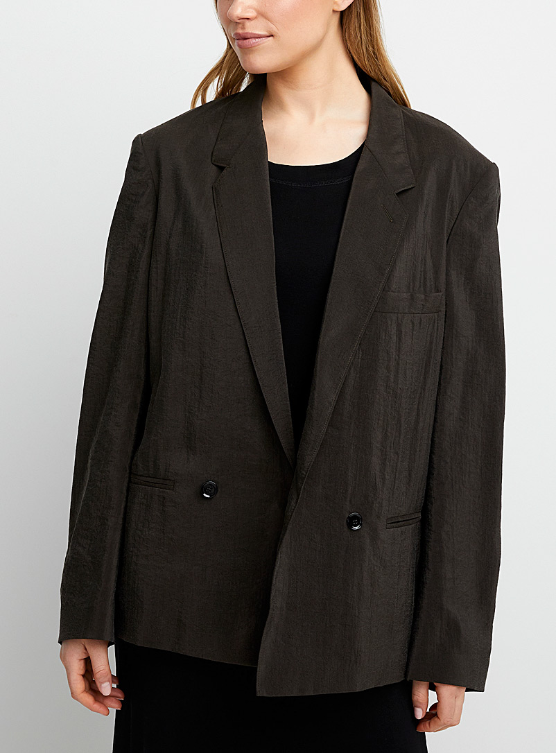 Lemaire Chocolate/Espresso Double-breasted dry silk jacket for women