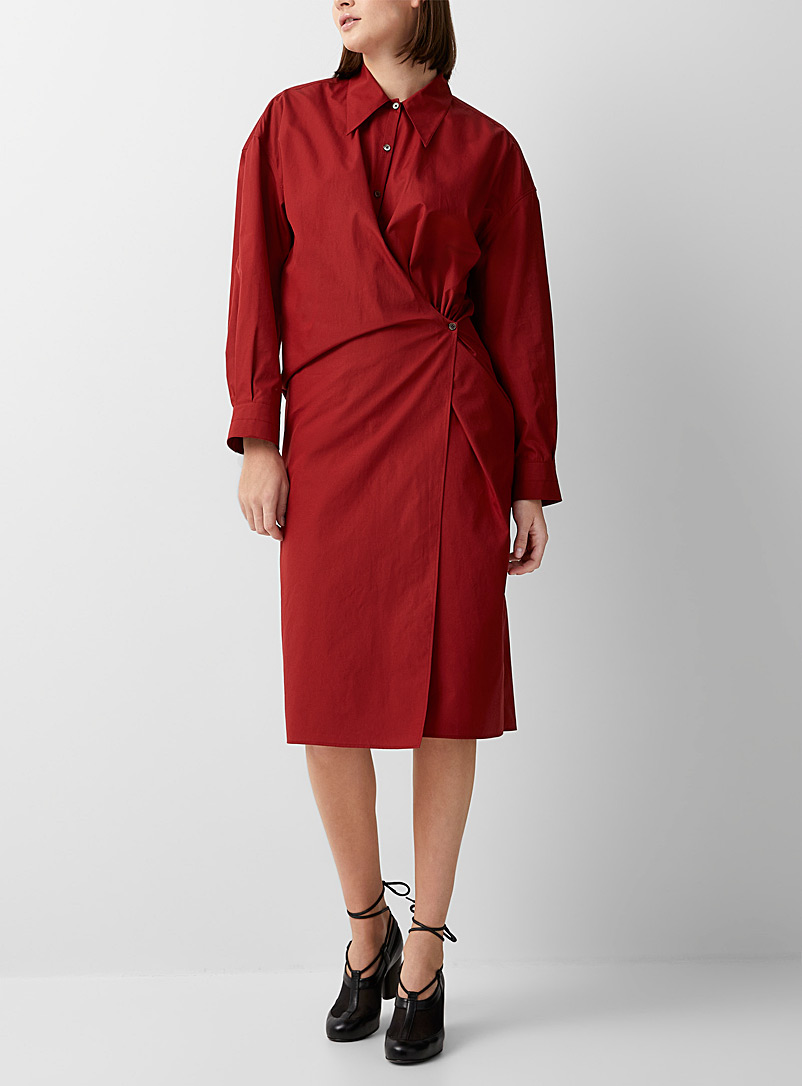 Lemaire Ruby Red Silky Twisted shirtdress for women