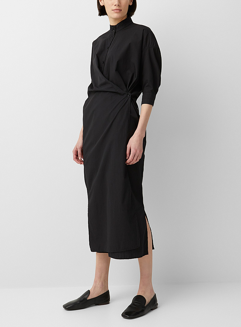 Lemaire Black Short-sleeve twisted shirtdress for women