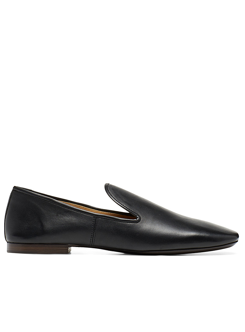 Lemaire Black Black supple leather loafers for women