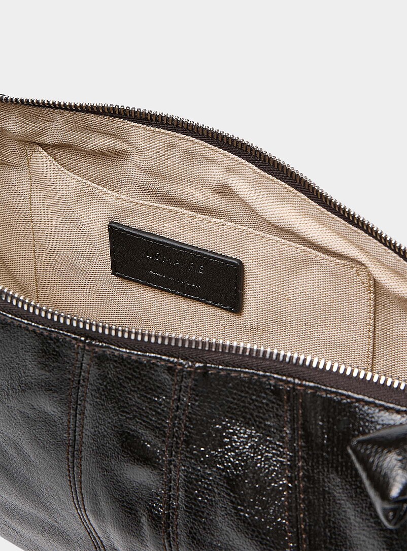 Lemaire Chocolate/Espresso Medium Croissant coated fabric bag for women