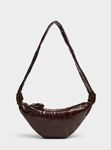 Lemaire Hazelnut Croissant coated fabric small bag for women