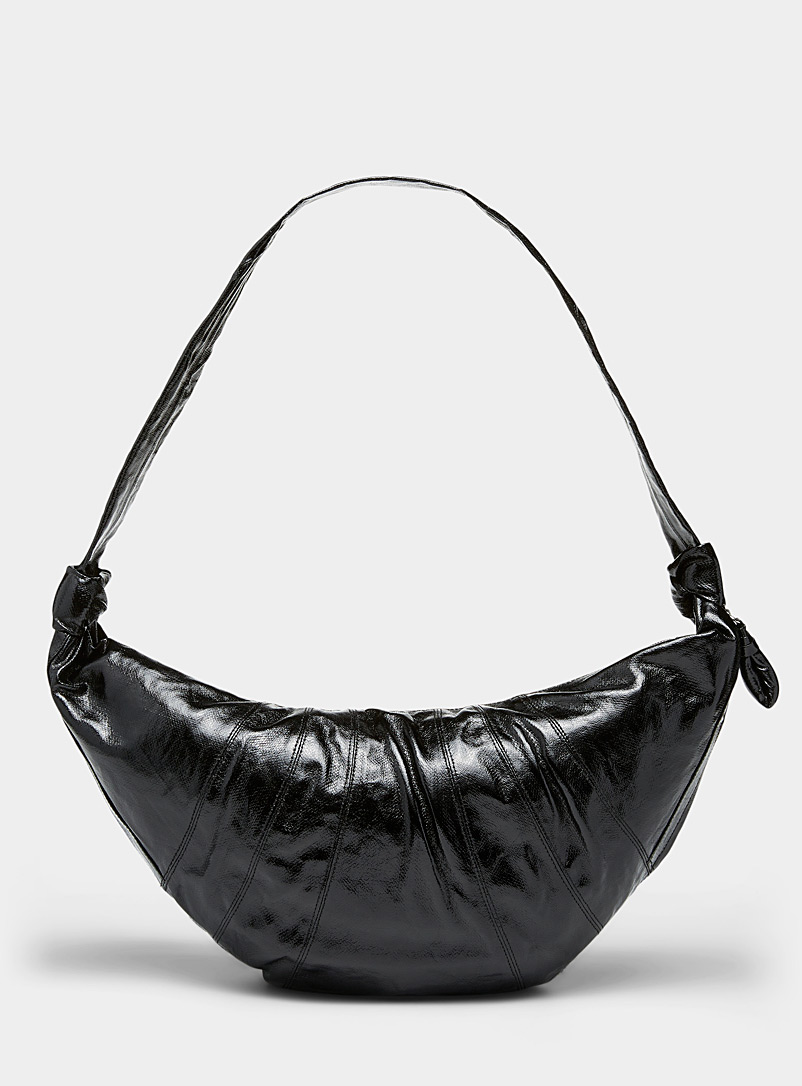 Lemaire Black Croissant coated fabric large bag for women