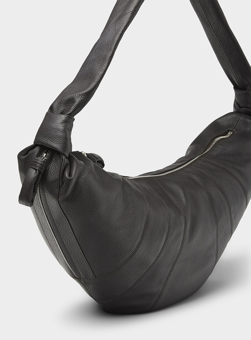 Lemaire Chocolate/Espresso Croissant large grained leather bag for women