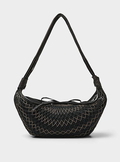 Lemaire Chocolate/Espresso Croissant Filt mesh bag for women