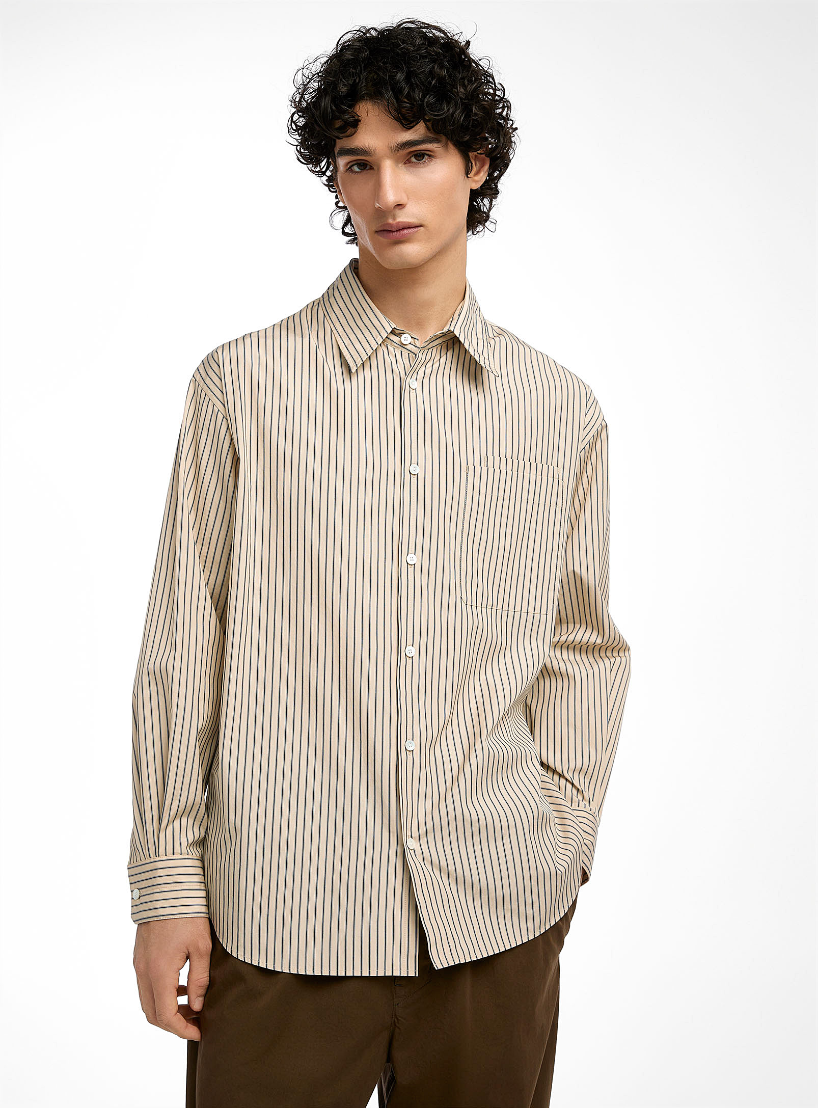 Shop Lemaire Pure Cotton Striped Shirt In Patterned White
