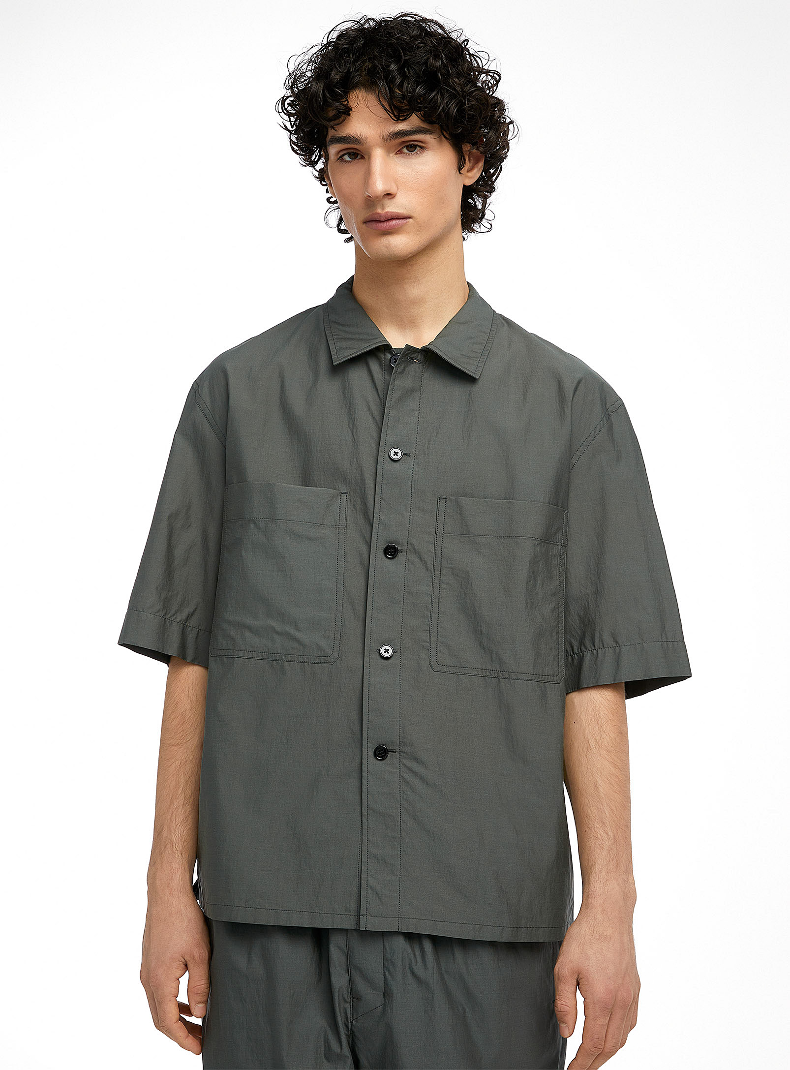 Lemaire Steel Blue Pyjama Shirt In Charcoal