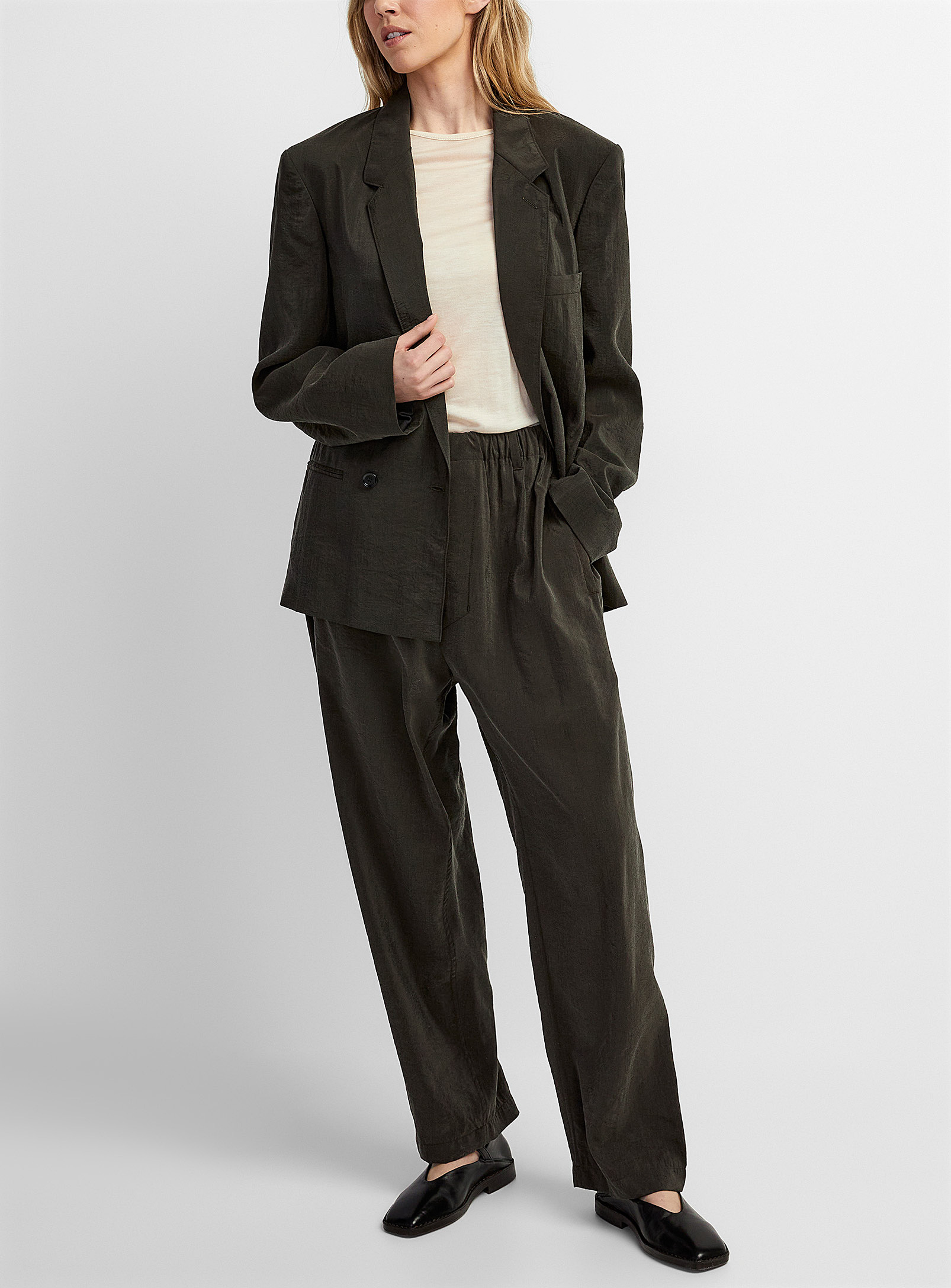 Lemaire Silk Crepe Pant In Chocolate/espresso