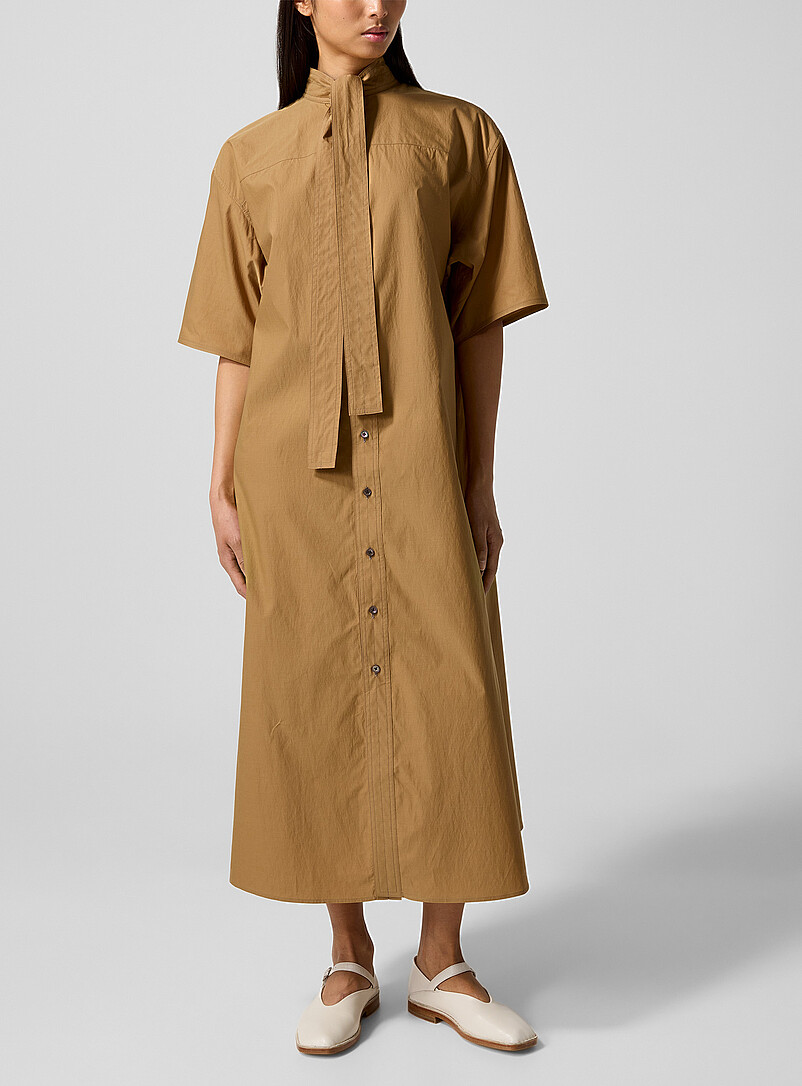 Tie-Neck Reversible Shirtdress