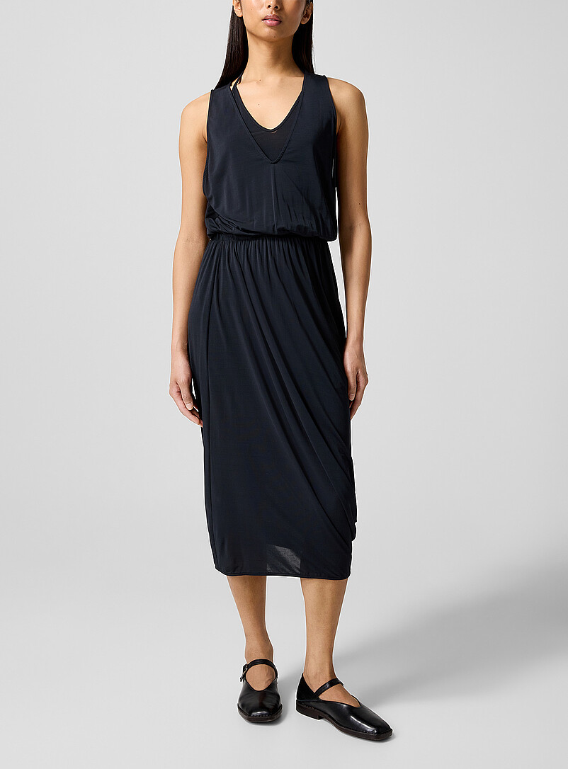 Asymmetrical Draped Midi Dress