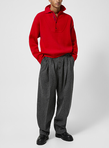 Jacquemus: Le pantalon Fernando laine vierge chin&eacute;e Gris pour homme