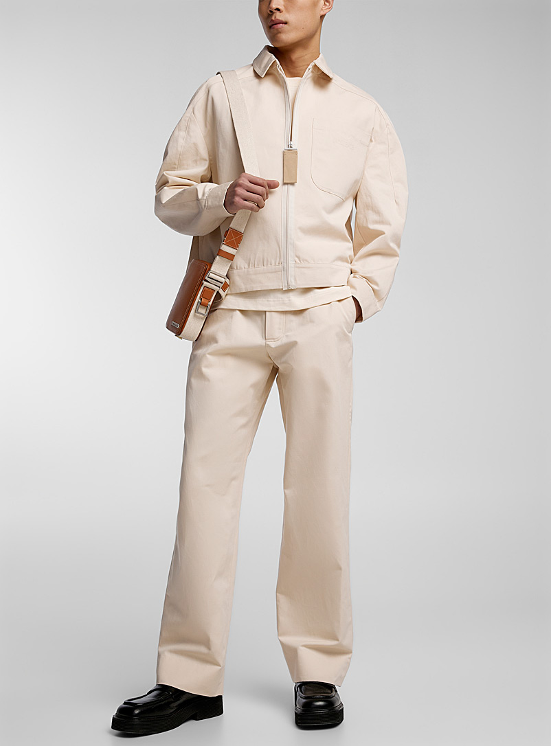 Jacquemus: Le pantalon Jean taille ajustable Ivoire - Beige crème pour homme