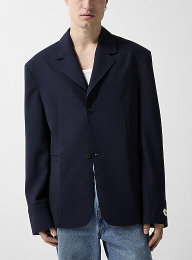 Jacquemus: Le veston Canevas laine vierge Bleu marine - Bleu nuit pour homme