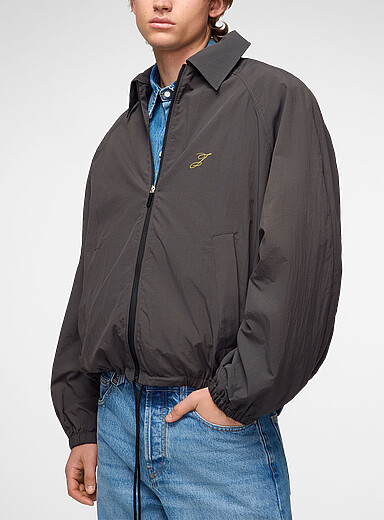 Jacquemus Charcoal Shirt-collar windbreaker jacket for men