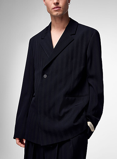 Jacquemus Navy Melo asymmetrical double-breasted blazer for men