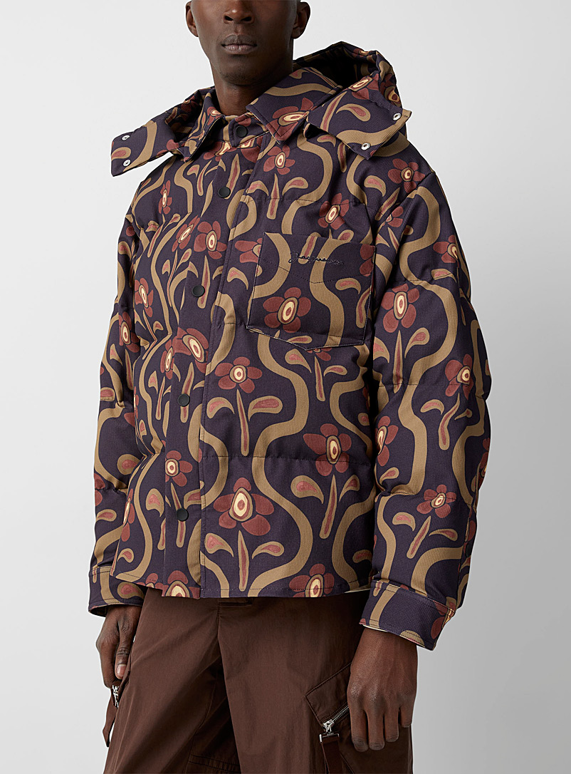 Jacquemus Patterned Brown Floral pattern shirt design puffer jacket for men