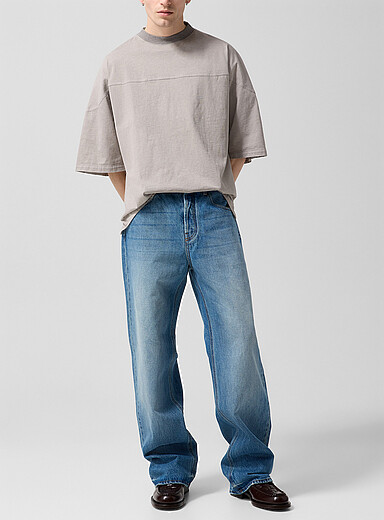 Jacquemus: Le jean de N&icirc;mes droit poche brod&eacute;e Bleu pour homme
