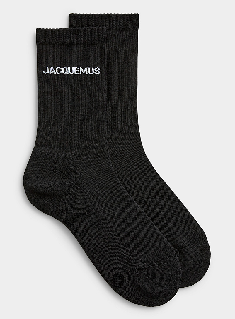 Jacquemus: La chaussette côtelée signature Noir pour homme
