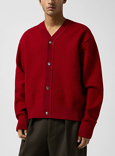 Jacquemus: Le cardigan &eacute;paules arrondies Doppio Rouge pour homme